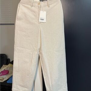 Women’s “Something to Hold” Classic Cream Linen Pants/Trousers